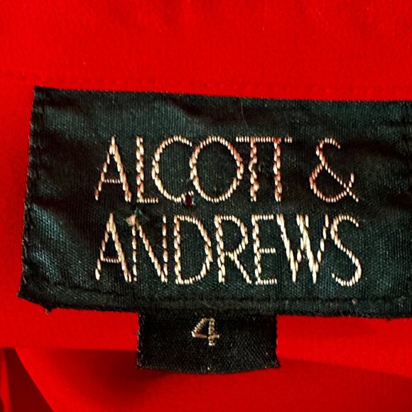 VTG 80s Alcott & Andrews Silk Blouse Red Button Up V-Neck Pockets Womens Size 4 - Picture 3 of 9
